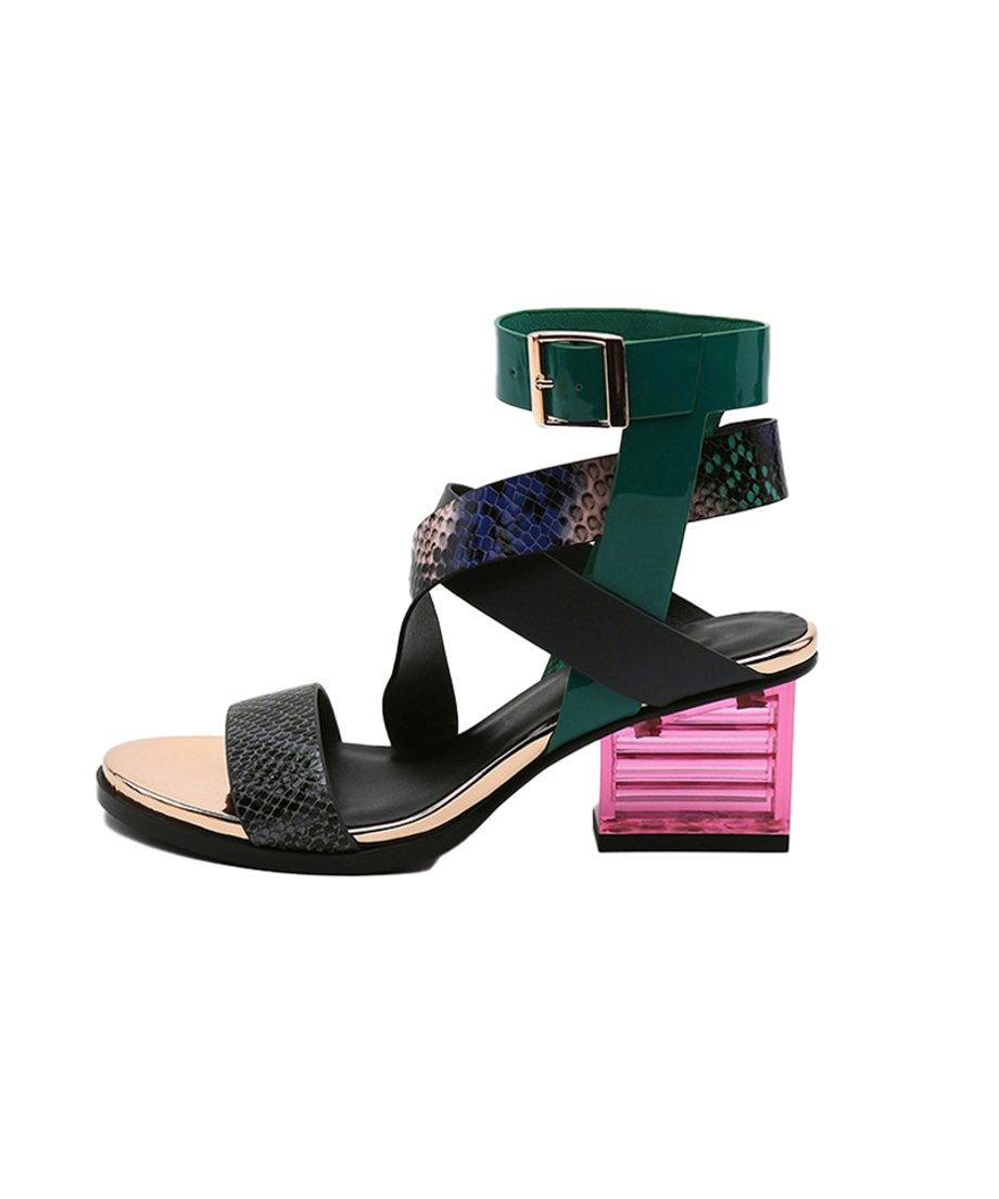 Square Clear Heel Sandals