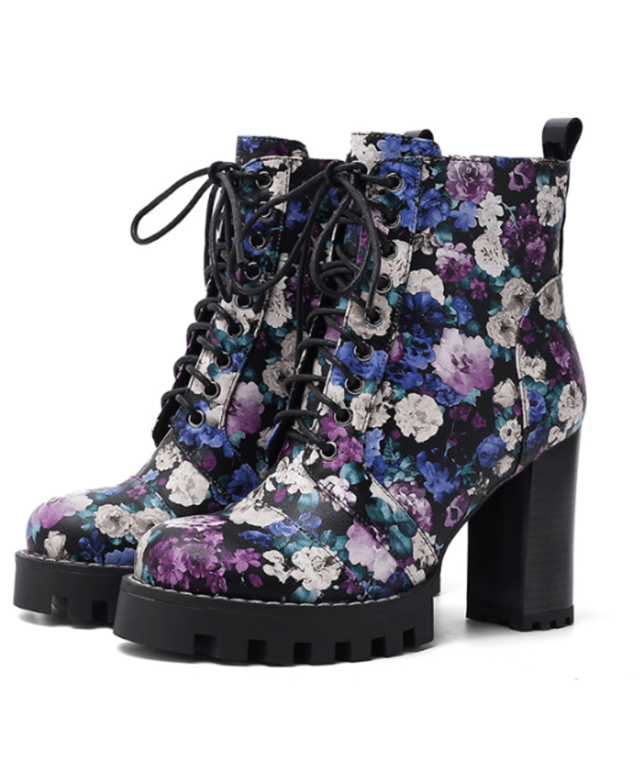 Gradient Flower Platform Boots