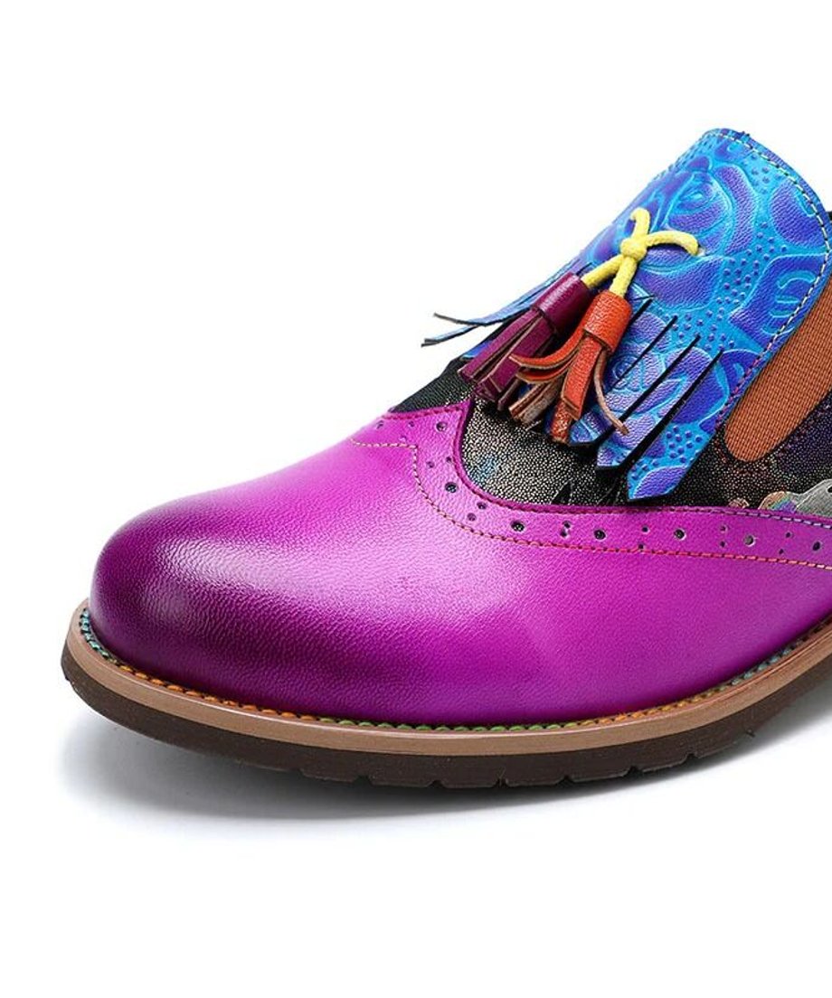 Gradation Leaf Tassel Loafers