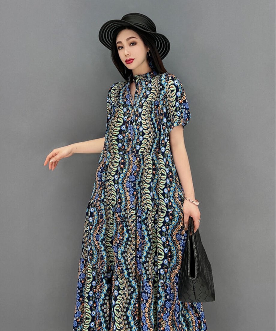 Swan Neck Botanical Dress