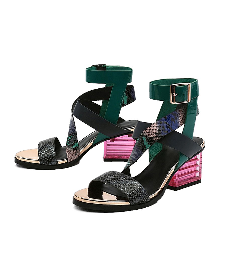 Square Clear Heel Sandals