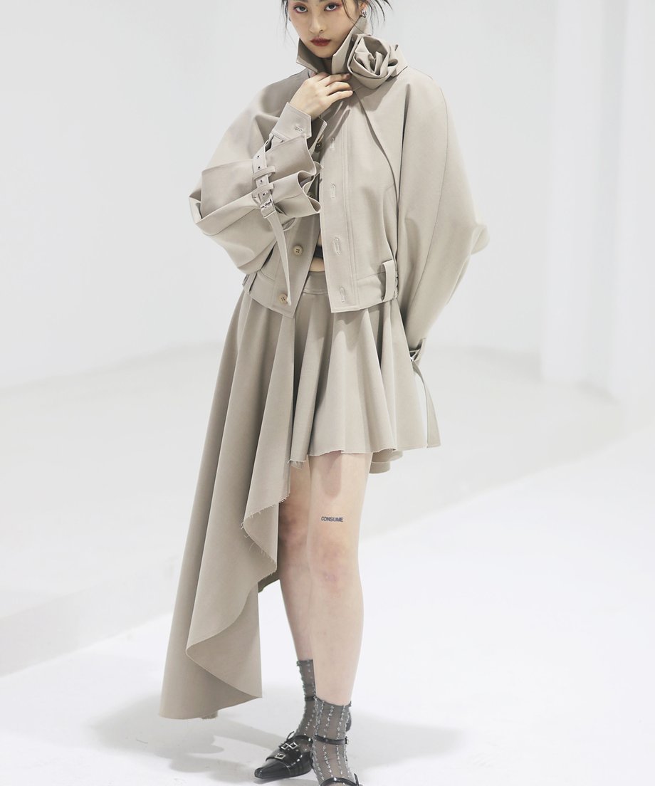 Asymmetric Untrimmed Skirt