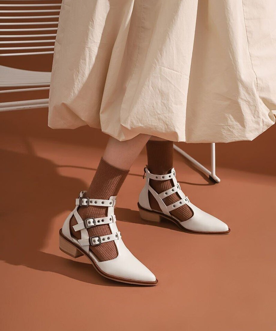 Triple Buckle Cutout Shoes