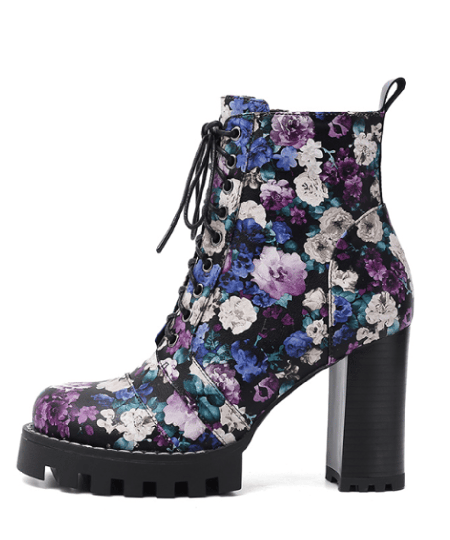 Gradient Flower Platform Boots