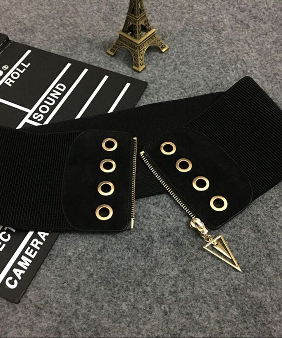 Eyelet Zip Rib Belt