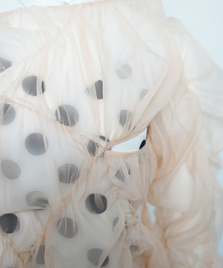 Poplin Shirring See-through Dress